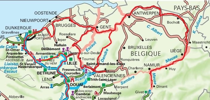 carte fluviale de Belgique